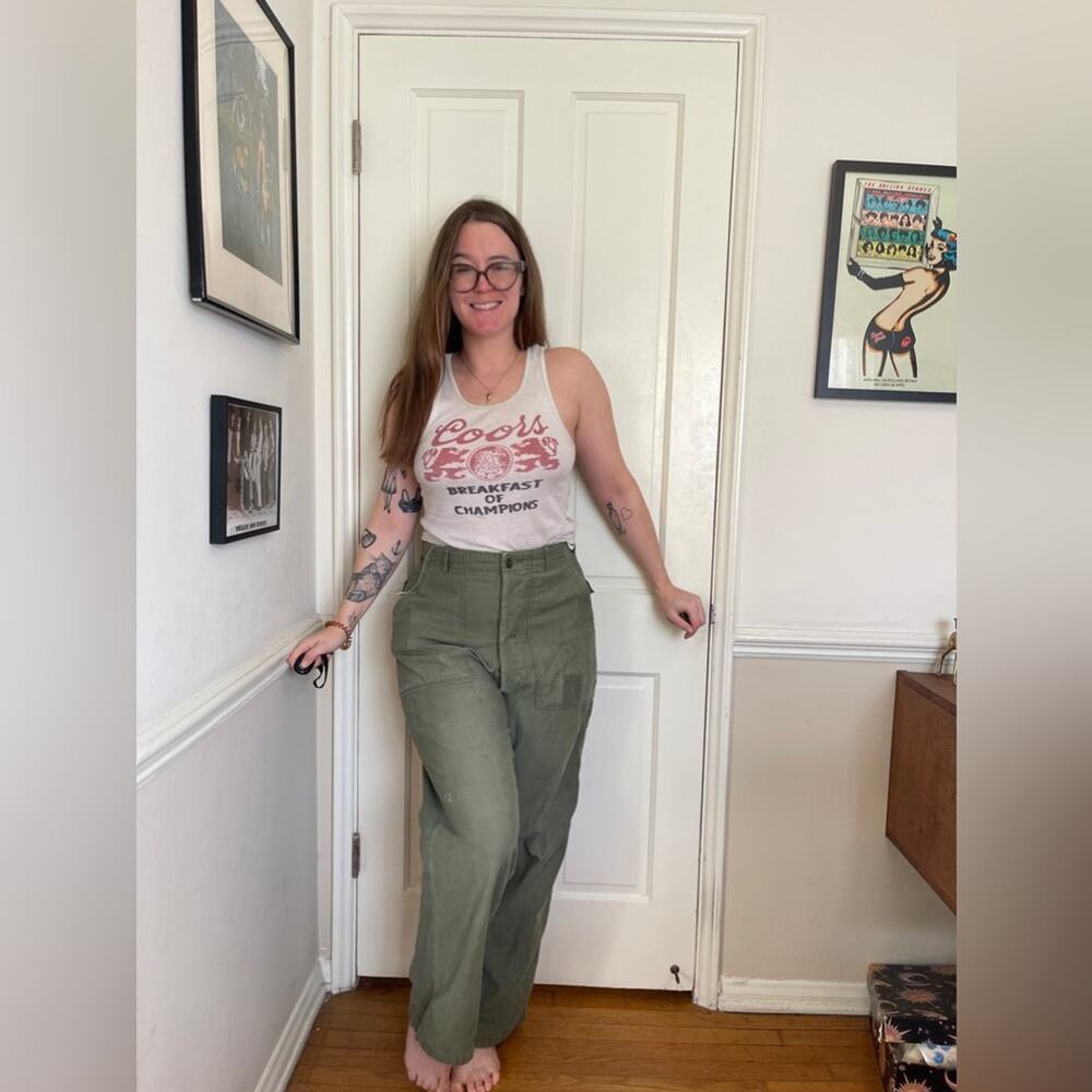 50s Vintage Korean Era Cotton Sateen Pants